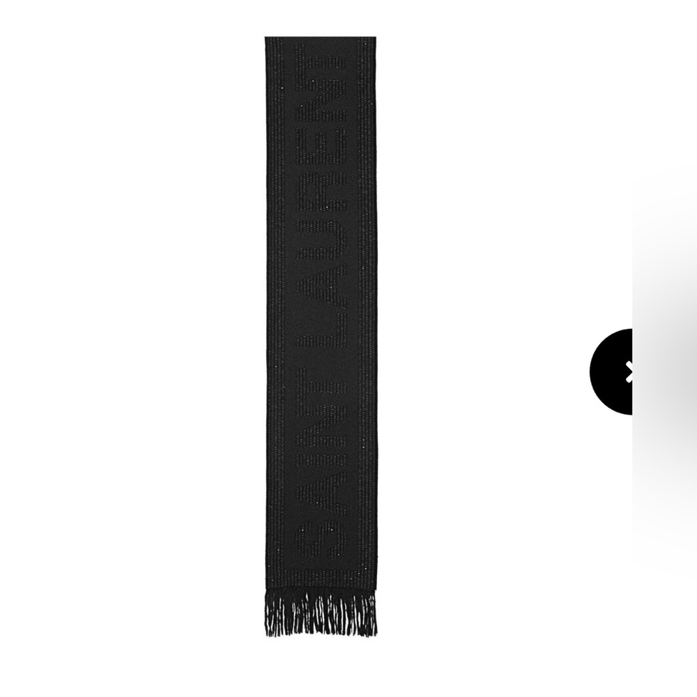 YSL Saint Laurent NWT wool and sequin Elegant Black Fringe Long scarf - Picture 5 of 5